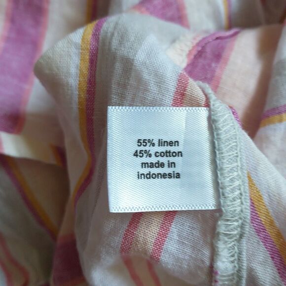 Lane Bryant Top Blouse Womens 22/24 Pink Striped Chevron Peplum Sleeveless Beach - Picture 6 of 7